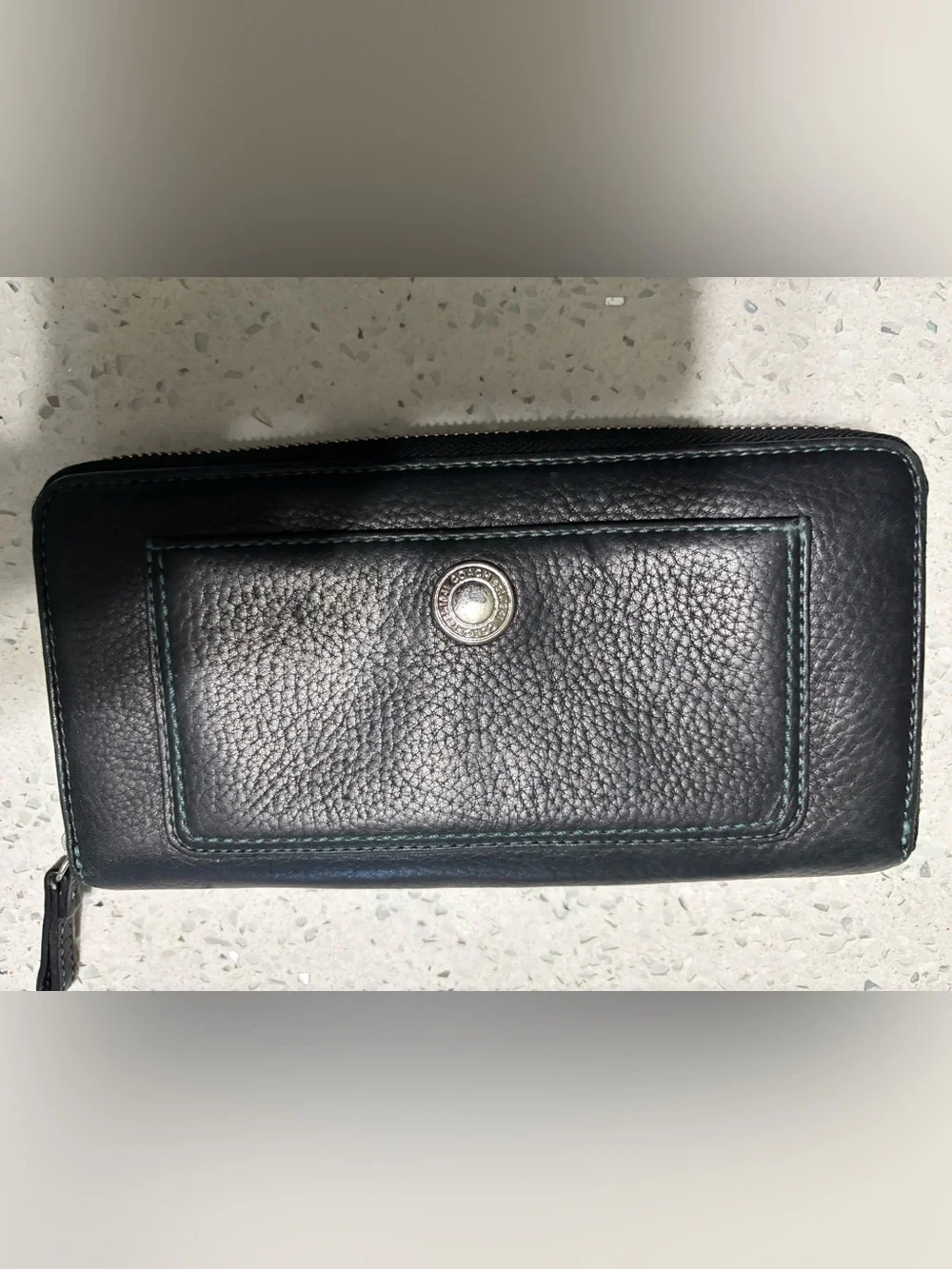 Coach Black Pebbled Leather Men's Wallet with Silver-Tone Snap